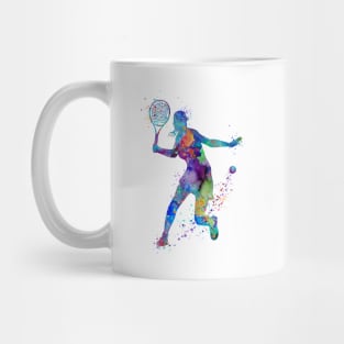 Girl Tennis Player Colorful Watercolor Mug